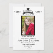 Elegant Black - Afstuderen Invitation Kaart (Achterkant)