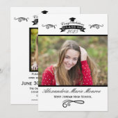 Elegant Black - Afstuderen Invitation Kaart (Voorkant / Achterkant)