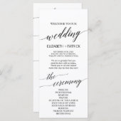 Elegant Black After Ceremonony Wedding Program Programmakaart (Voorkant / Achterkant)