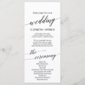 Elegant Black After Ceremonony Wedding Program Programmakaart (Voorkant)