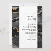 Elegant Black Agate Budget Weddenschap All-in-One Kaart (Voorkant)