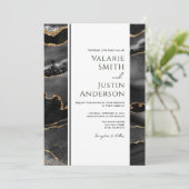 Elegant Black Agate Budget Weddenschap All-in-One Kaart (Staand voorkant)