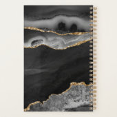 Elegant Black Agate Gold Glitter Script Monogram Planner (Achterkant)