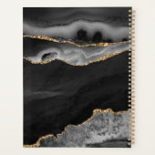 Elegant Black Agate Gold Glitter Script Monogram Planner (Achterkant)
