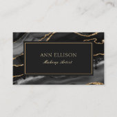 Elegant Black Agate Marble Visitekaartje (Voorkant)