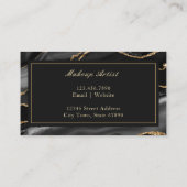Elegant Black Agate Marble Visitekaartje (Achterkant)
