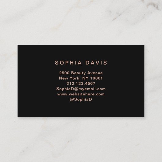 Elegant Black Agate met Faux Roos Gold Visitekaartje (Achterkant)