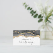 Elegant Black Agate Slice en Gold Glitter Visitekaartje (Staand voorkant)