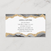 Elegant Black Agate Slice en Gold Glitter Visitekaartje (Achterkant)