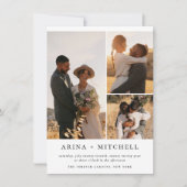 Elegant Black All-in-One QR Code 3 Fotobruiloft Kaart (Voorkant)