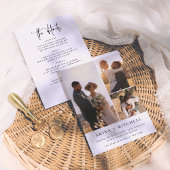 Elegant Black All-in-One QR Code 3 Fotobruiloft Kaart