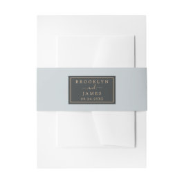 Elegant Black and Blue Grey Wedding Uitnodigingen Wikkel