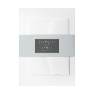 Elegant Black and Blue Grey Wedding Uitnodigingen Wikkel