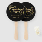Elegant Black and Faux Gold Calligraphy Wedding Handwaaier (Voorkant en achterkant)