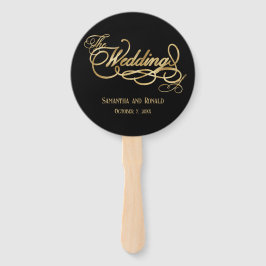 Elegant Black and Faux Gold Calligraphy Wedding Handwaaier