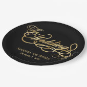 Elegant Black and Faux Gold Calligraphy Wedding Papieren Bordje (Gekanteld)