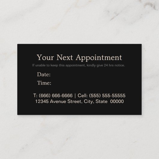 Elegant black and faux liquid gold afspraak car afsprakenkaartje (Achterkant)
