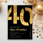 Elegant black and gold 40th Birthday Party Kaart