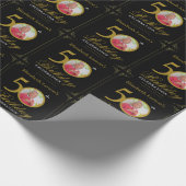 Elegant Black and Gold 50th Birthday Invitation Cadeaupapier (Hoek)
