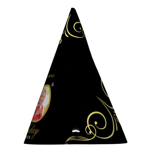 Elegant Black and Gold 50th Birthday Invitation Feesthoedjes (Rechts)