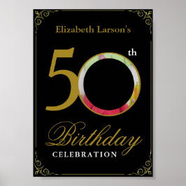 Elegant Black and Gold 50th Birthday Invitation Poster