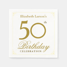 Elegant Black and Gold 50th Birthday Invitation Servet