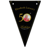 Elegant Black and Gold 50th Birthday Invitation Vlaggetjes (Derde vlag)