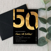 Elegant black and gold 50th Birthday Party Kaart