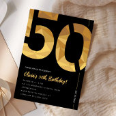Elegant black and gold 50th Birthday Party Kaart