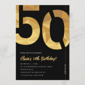 Elegant black and gold 50th Birthday Party Kaart (Voorkant)