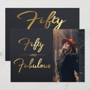 Elegant Black and Gold 50th Birthday Party Photo Kaart