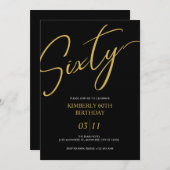 Elegant Black and Gold 60th Birthday Party Kaart (Voorkant / Achterkant)