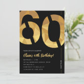 Elegant black and gold 60th Birthday Party Kaart (Staand voorkant)