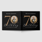 Elegant Black and Gold 70th Birthday Gastenboek (Volledig)