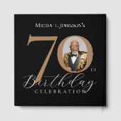 Elegant Black and Gold 70th Birthday Gastenboek (Achterkant)