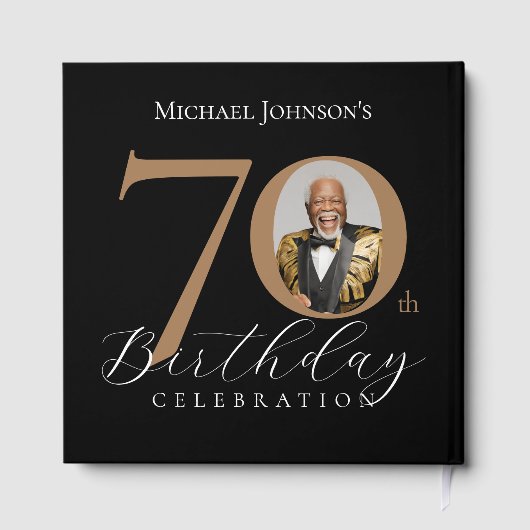 Elegant Black and Gold 70th Birthday Gastenboek (Achterkant)