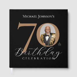 Elegant Black and Gold 70th Birthday Gastenboek