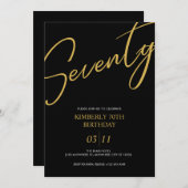Elegant Black and Gold 70th Birthday Party Kaart (Voorkant / Achterkant)