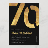 Elegant black and gold 70th Birthday Party Kaart (Voorkant)