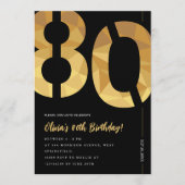 Elegant black and gold 80th Birthday Party Kaart (Voorkant)
