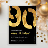 Elegant black and gold 90th Birthday Party Kaart