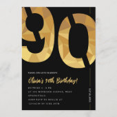Elegant black and gold 90th Birthday Party Kaart (Voorkant)