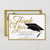 Elegant Black and Gold Afstuderen Photo Afstuderen Bedankkaart (Voorkant / Achterkant)