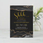 Elegant Black and Gold Agate Surprise Birthday Kaart (Staand voorkant)