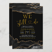 Elegant Black and Gold Agate Wedding Jubileum Kaart (Voorkant / Achterkant)