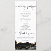 Elegant Black and Gold Agate Wedding Program Menu (Achterkant)