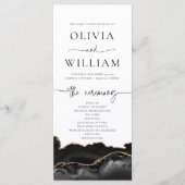 Elegant Black and Gold Agate Wedding Program Menu (Voorkant)