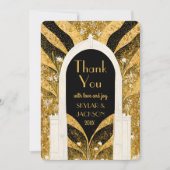 Elegant Black and Gold Art Deco Archway Wedding Bedankkaart (Voorkant)