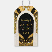 Elegant Black and Gold Art Deco Archway Wedding Cadeaulabel (Voorkant)