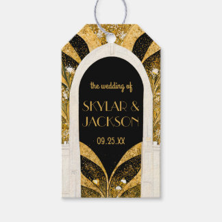 Elegant Black and Gold Art Deco Archway Wedding Cadeaulabel
